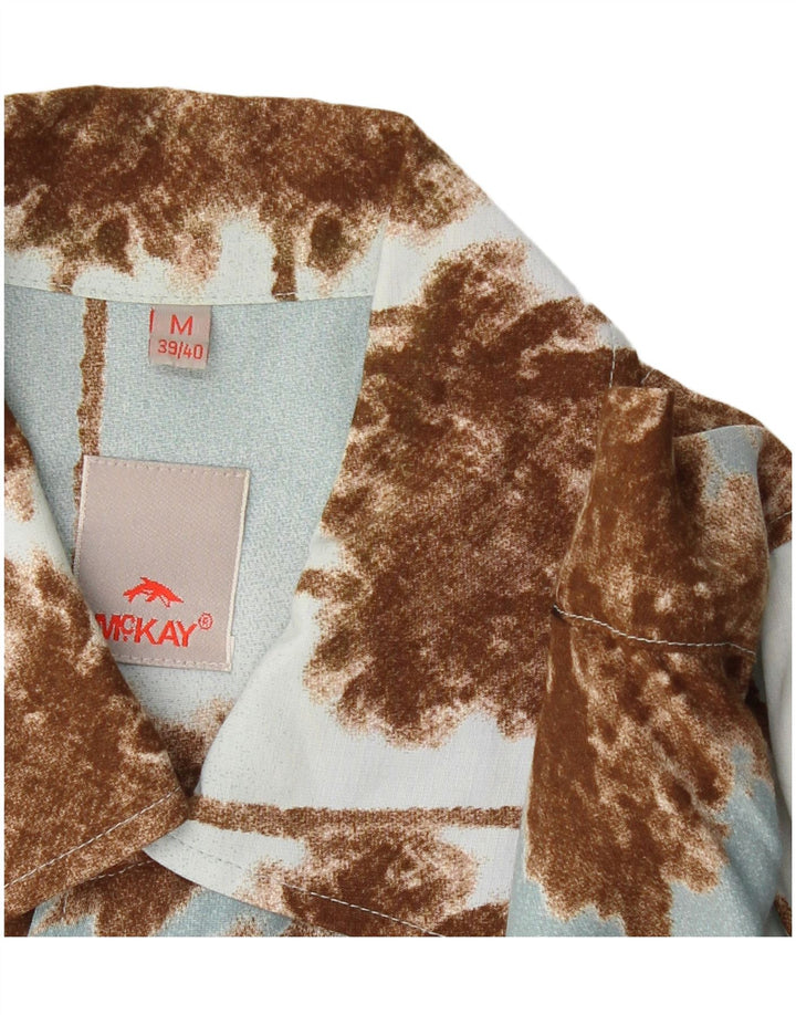 MCKAY Herre Hawaii kortærmet skjorte Størrelse 39/40 Medium Blue