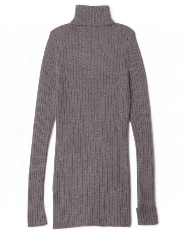 Zara Dame Roll Neck Jumper Sweater UK 8 Small Grey Uld
