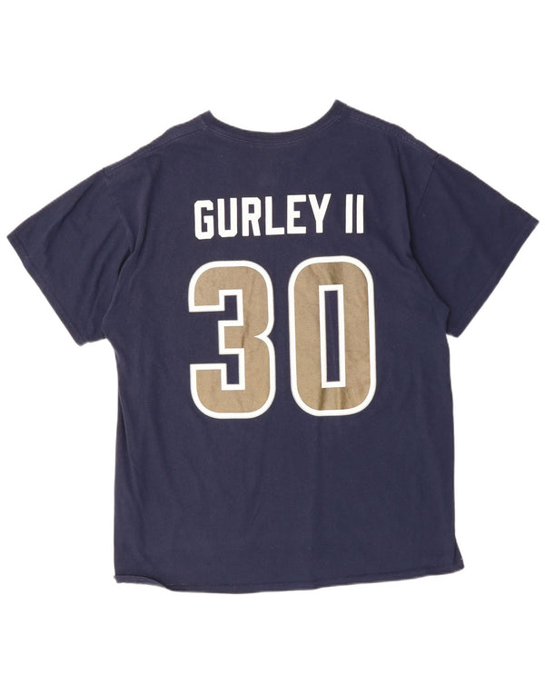 MAJESTISK Herre Todd Gurley II grafisk T-shirt top XL marineblå bomuld