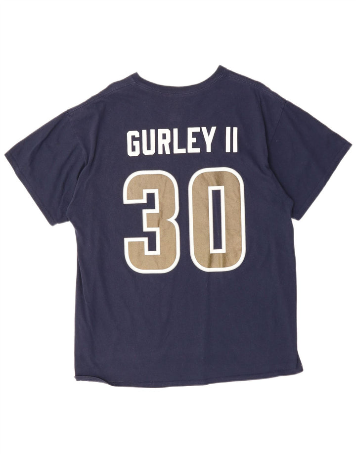 MAJESTISK Herre Todd Gurley II grafisk T-shirt top XL marineblå bomuld
