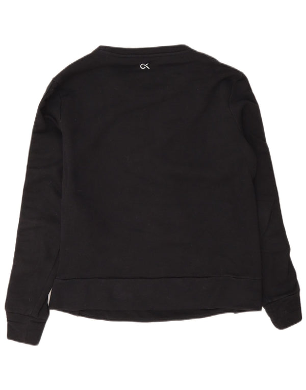 Calvin Klein Dame Grafisk Sweatshirt Jumper UK 10 Small Navy Blue Bomuld
