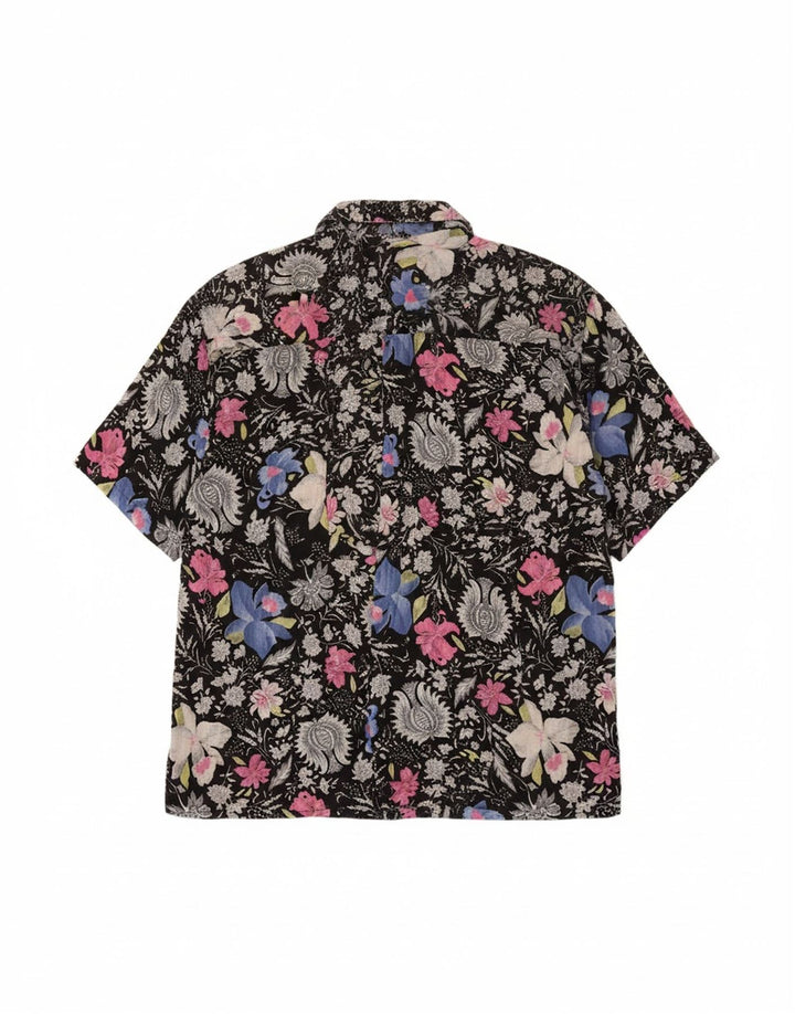 TIPO' S Mens Short Sleeve Shirt XL Black Floral Cotton