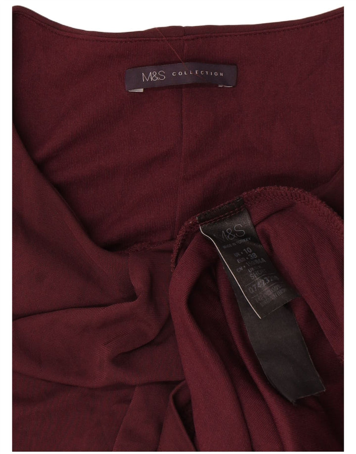 Marks & Spencer Dame Langærmet Skift Kjole UK 10 Small Burgundy