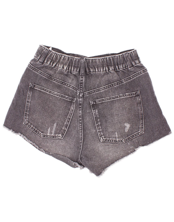 Zara Girls Distressed Denim Shorts 13-14 år W26 Grå Bomuld