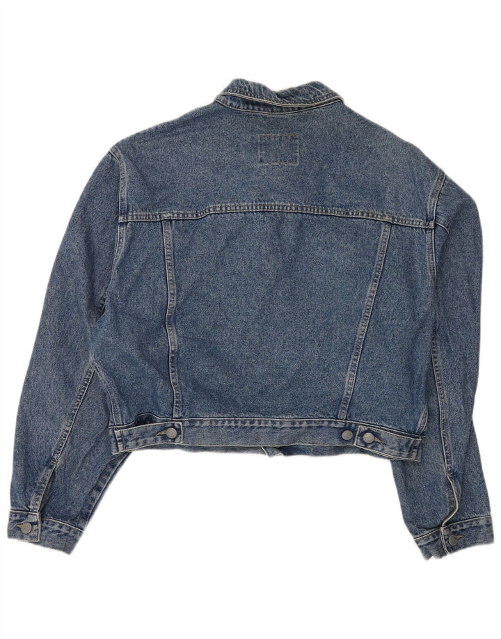SISLEY Womens Crop Oversized denimjakke UK 10 Small Blue Cotton