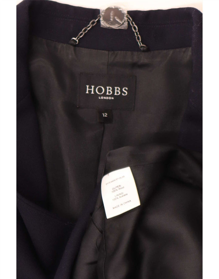 Hobbs Dame 1 Knap Blazer Jacket UK 12 Medium Navy Blue Uld