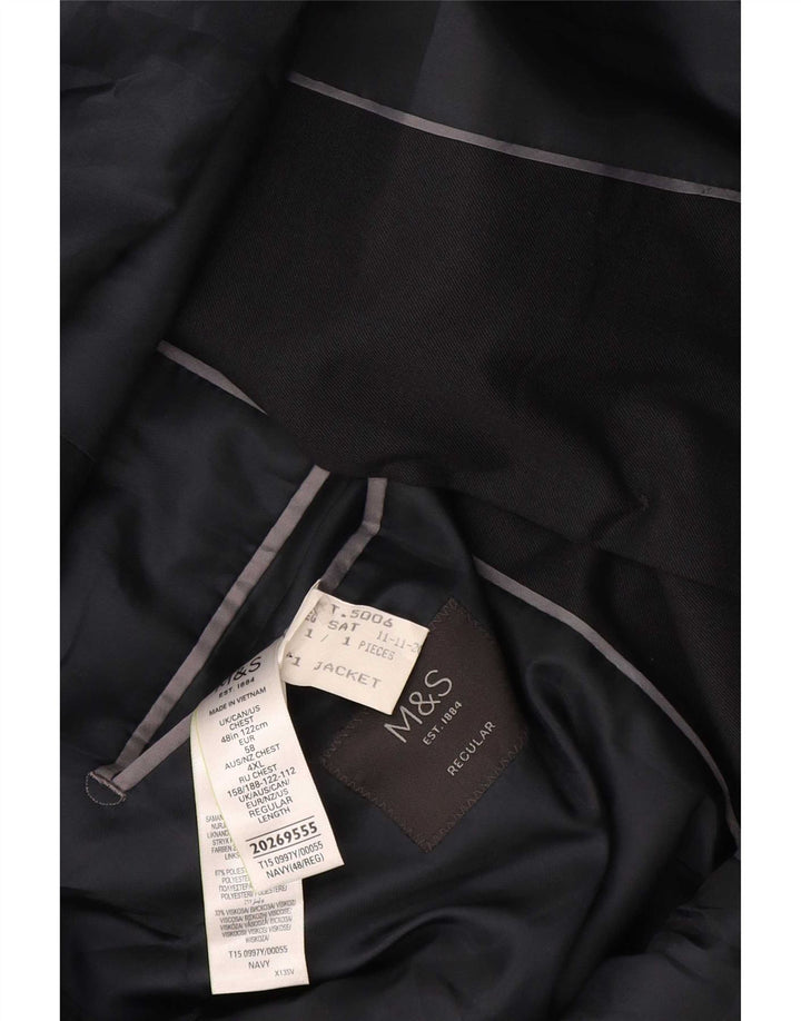Marks & Spencer Herre 2-knaps blazerjakke UK 48 4XL Marineblå Polyester