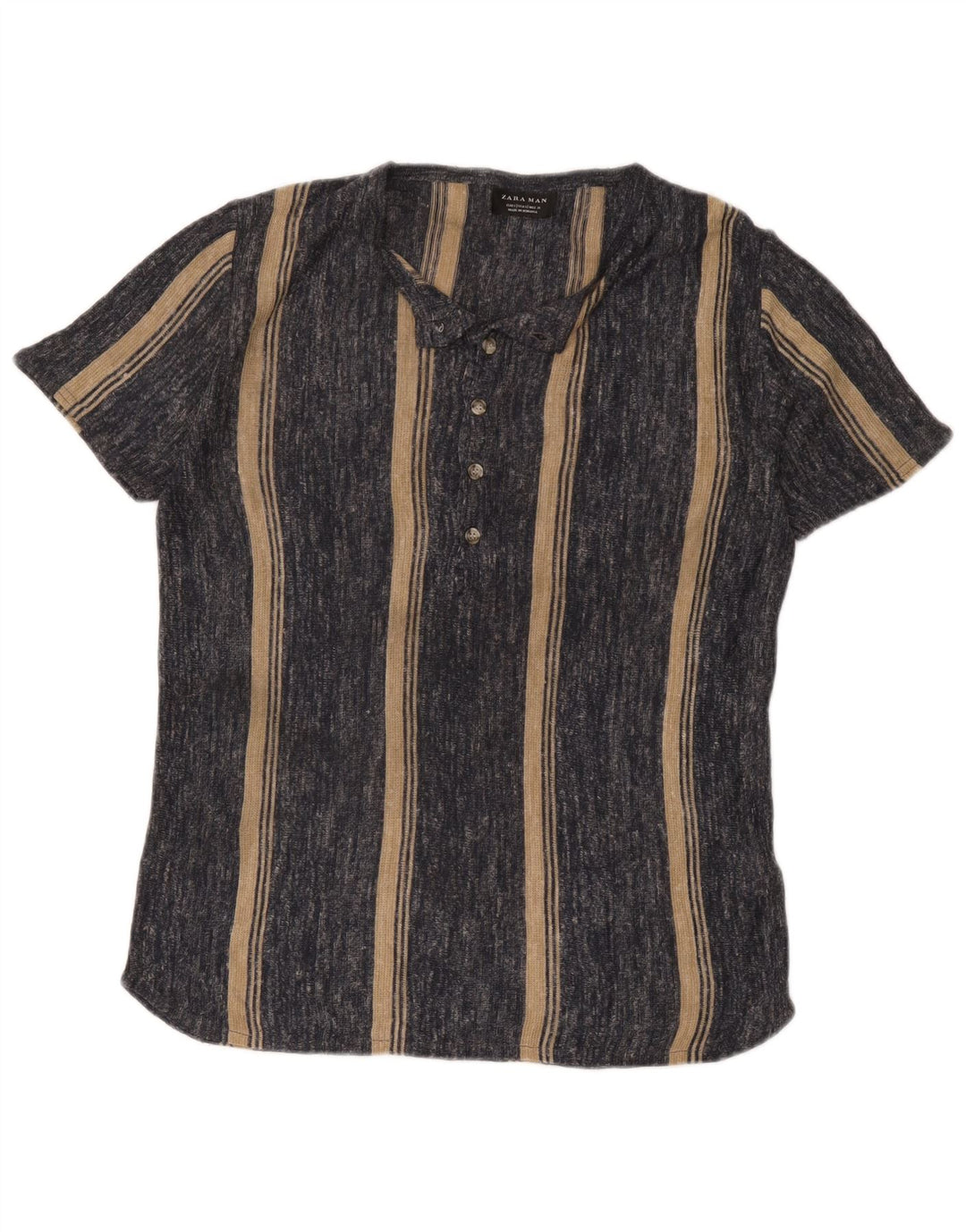 Zara herre T-shirt top lille grå stribet akryl
