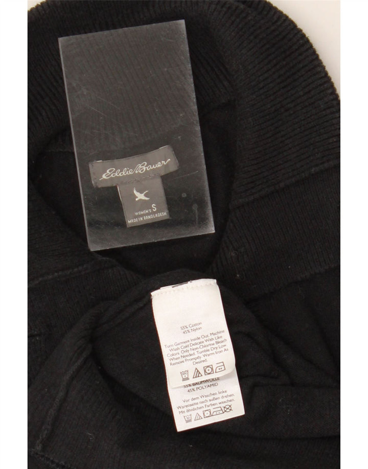 EDDIE BAUER Womens Button Neck Jumper Sweater UK 10 Small Black Cotton Vintage Eddie Bauer and Second-Hand Eddie Bauer from Messina Hembry 