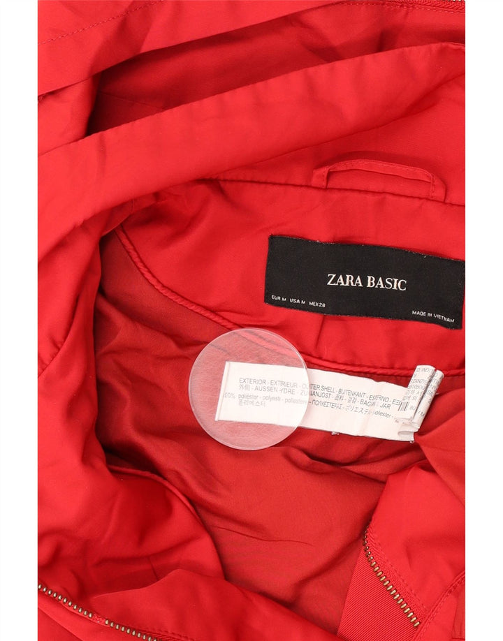 Zara Bomberjakke med hætte til kvinder UK 14 Medium Rød Polyester