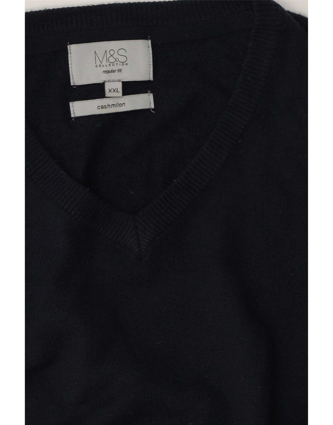 Marks & Spencer Herre Regular Fit V-hals sweater 2XL marineblå