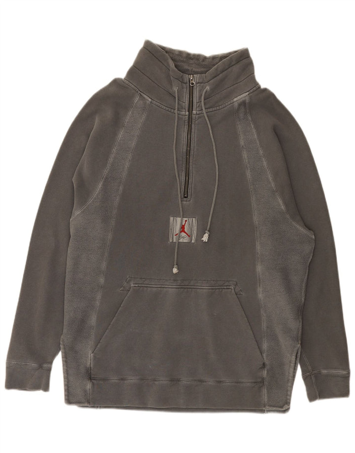 Jordan Sweatshirt med lynlås til mænd mellem grå bomuld