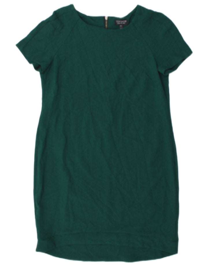Topshop Womens Sheath Dress UK 10 Small Green Polyester