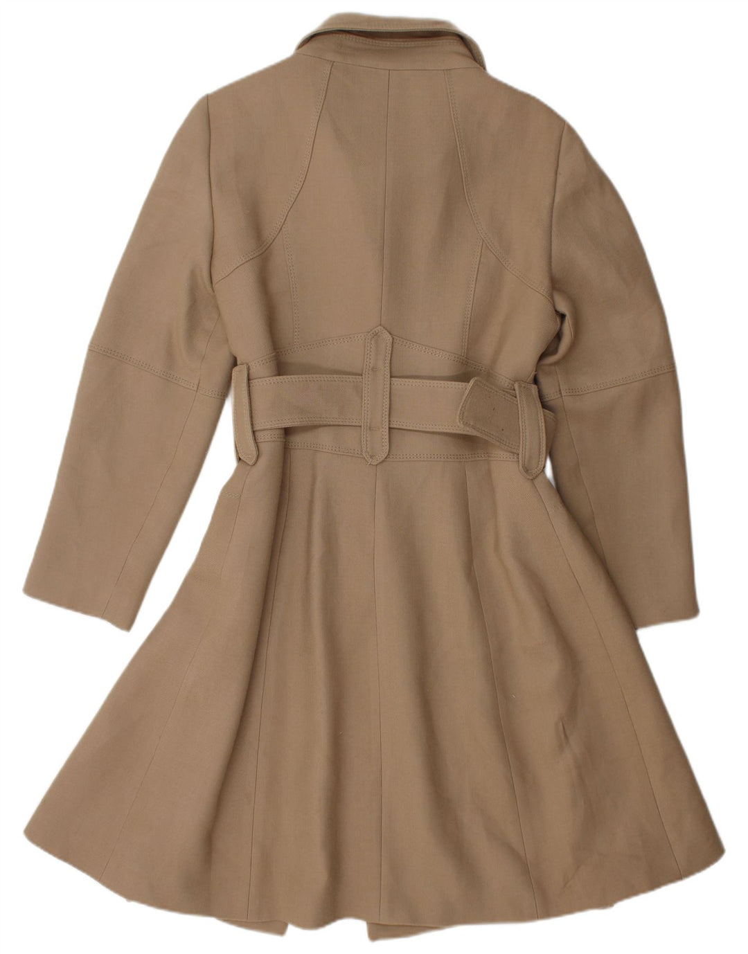 Zara Dame Overfrakke UK 14 Stor Beige Uld