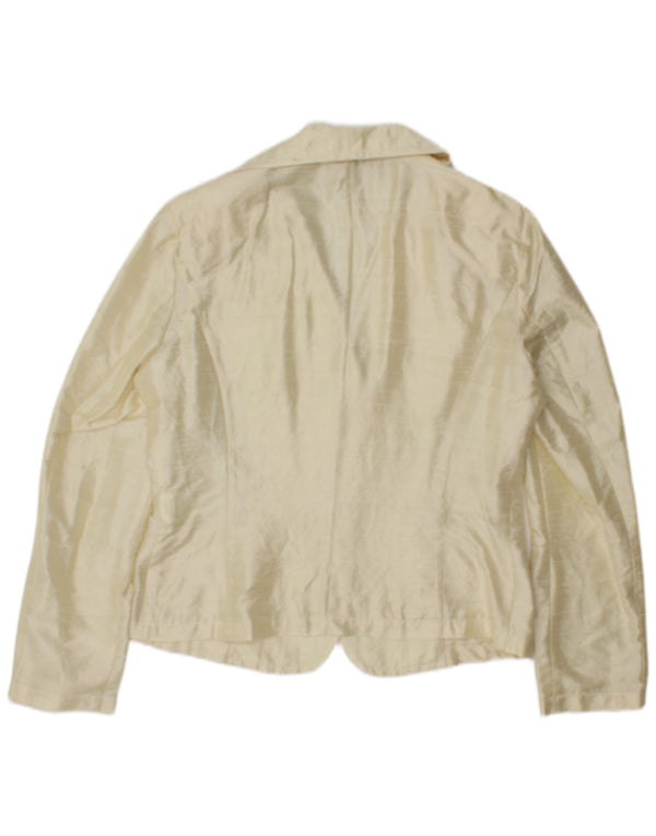Vintage dame 2-knaps blazerjakke IT 44 Medium Yellow Silk