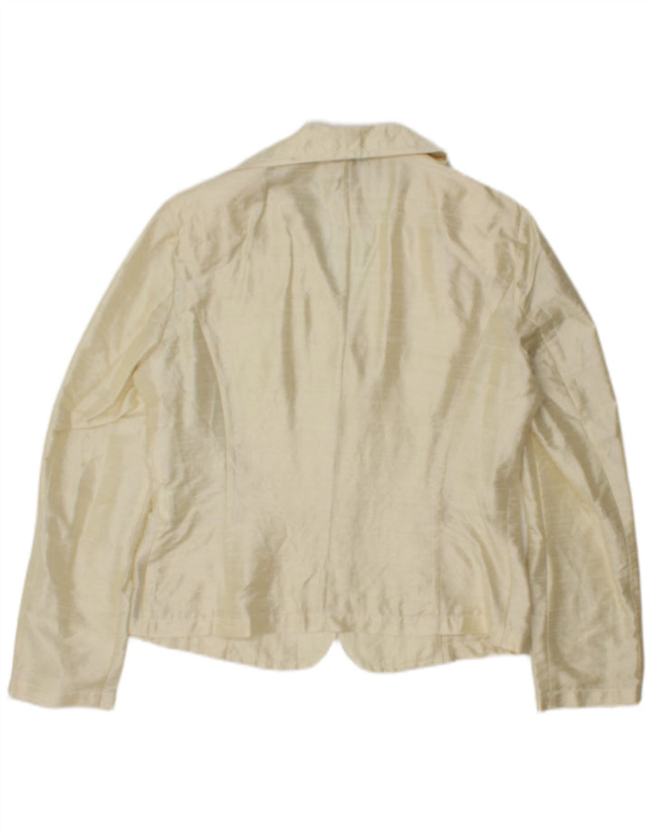 Vintage dame 2-knaps blazerjakke IT 44 Medium Yellow Silk