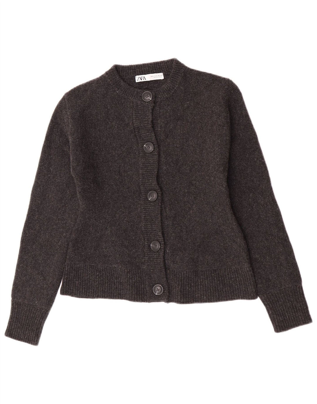 Zara Dame Cardigan Sweater UK 10 Small Grå Flecked