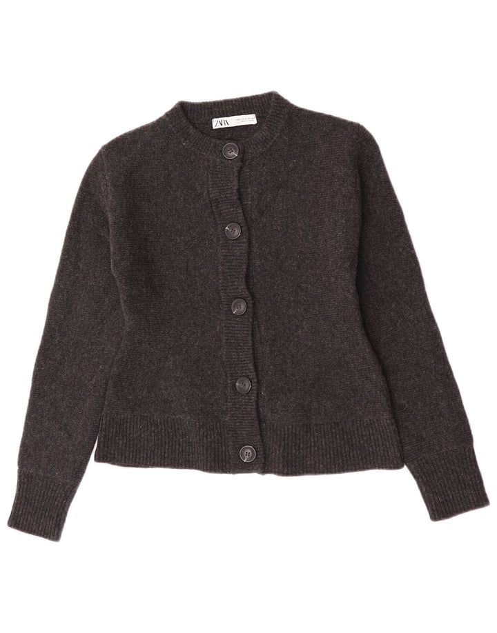 Zara Dame Cardigan Sweater UK 10 Small Grå Flecked