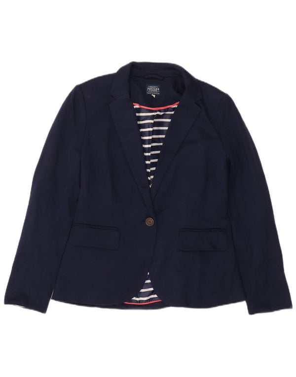 JOULES Dame 1 Knap Blazer Jacket UK 10 Small Navy Blue Bomuld