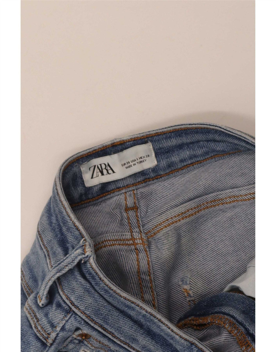Zara Dame Distressed Slim Jeans EU 38 Small W28 L26 Blue