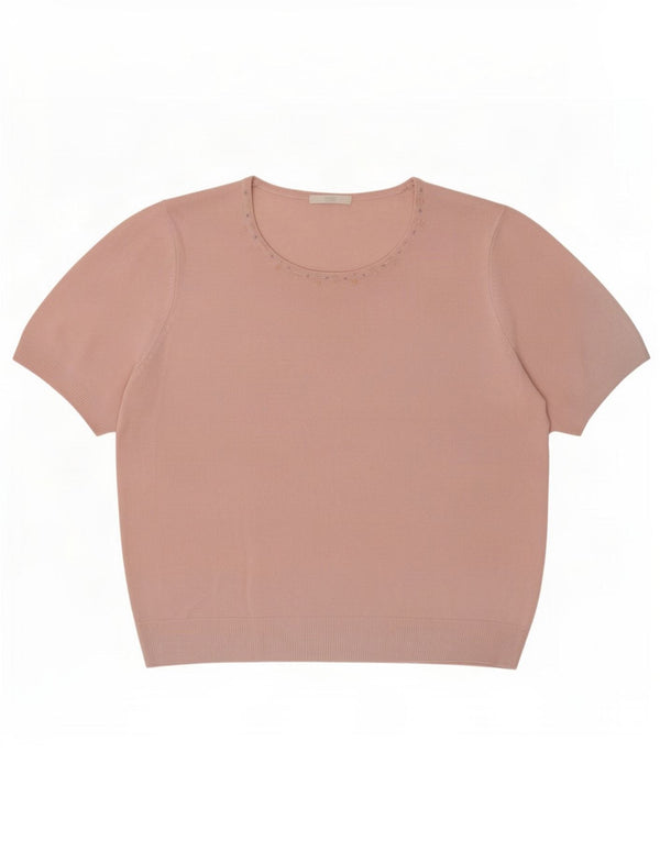 Marks & Spencer Dame Kortærmet Bluse Top UK 20 2XL Pink Akryl