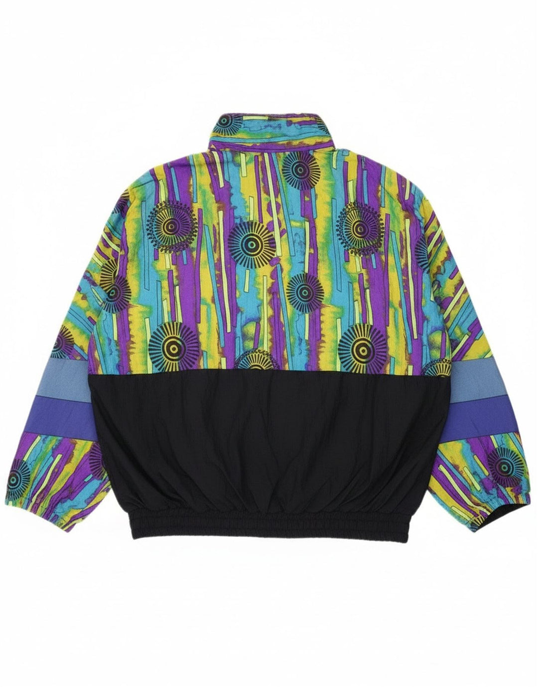 Vintage kvinders abstrakt mønster anorakjakke UK 16 Large Multicolor