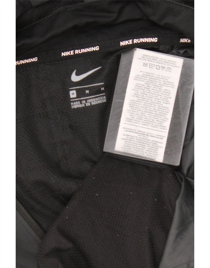 NIKE Mens Hooded Rain Jacket UK 38 Medium Black Polyester