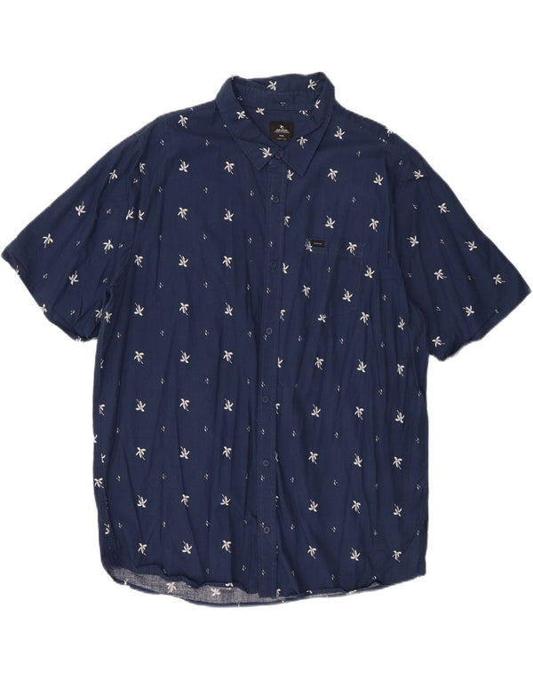 RIP CURL Kortærmet herreskjorte 3XL marineblå blomsterbomuld