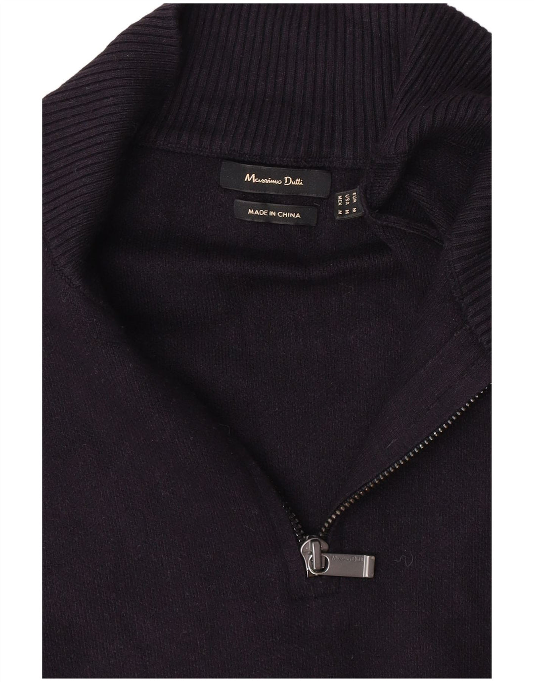 Massimo Dutti Herre Zip Neck Jumper Sweater Medium Navy Blue