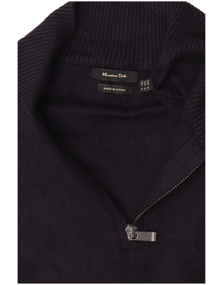 Massimo Dutti Herre Zip Neck Jumper Sweater Medium Navy Blue