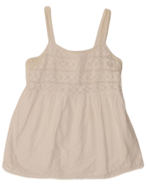 Fat Face Dame Cami Top UK 18 XL Hvid Bomuld