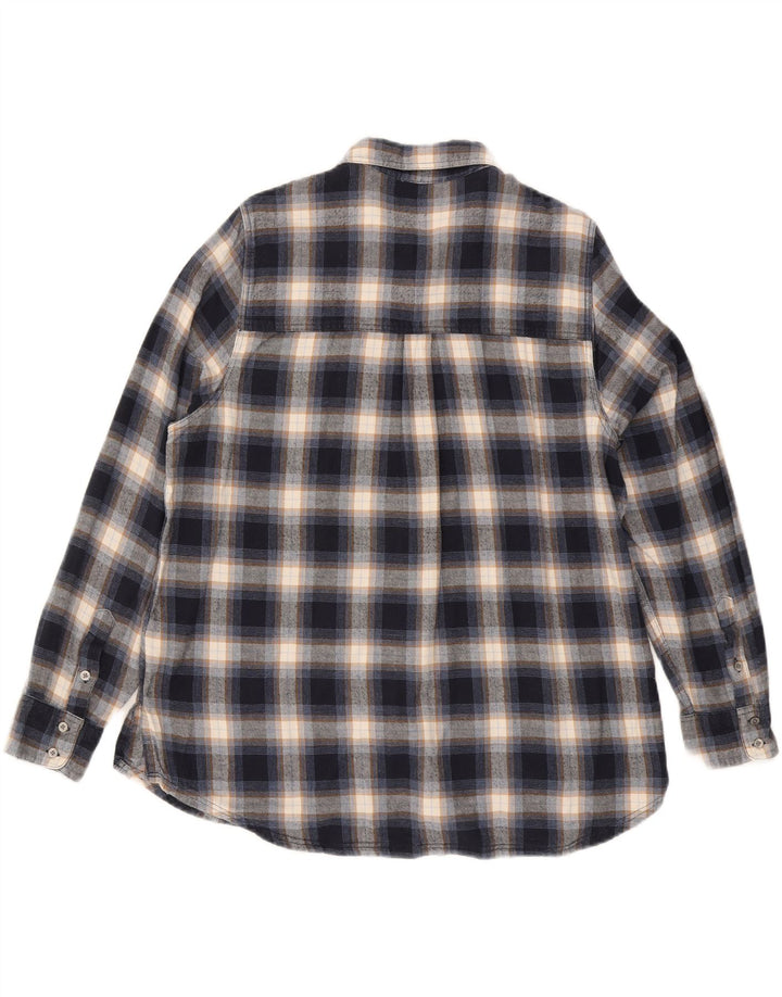 Marks & Spencer Dame Flannel Shirt UK 16 Large Navy Blue Ternet Bomuld