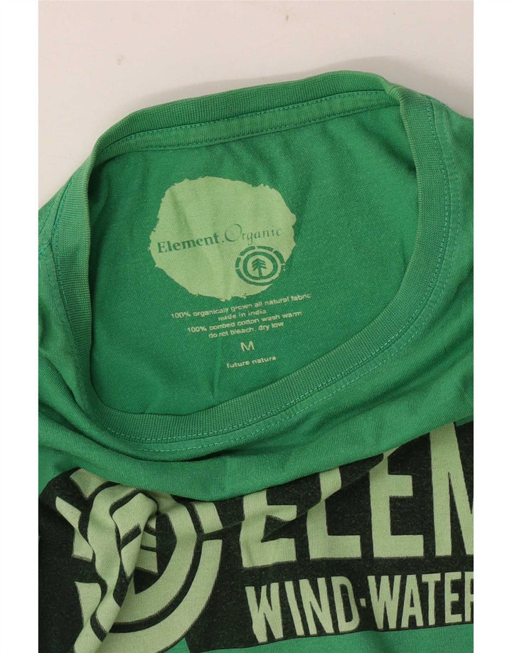 Element Herre Grafisk T-Shirt Top Medium Grøn Bomuld