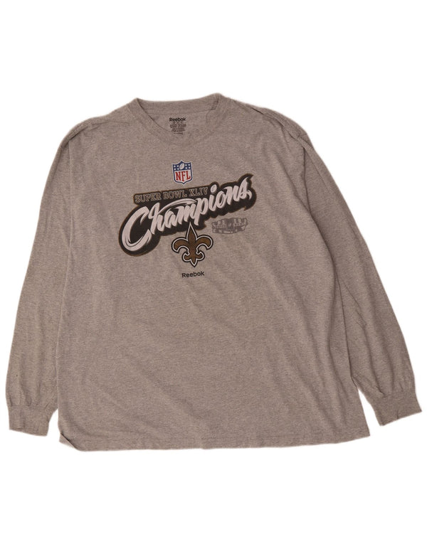 Reebok Herre New Orleans Saints Grafisk Top Langærmet 2XL Grå Flecked