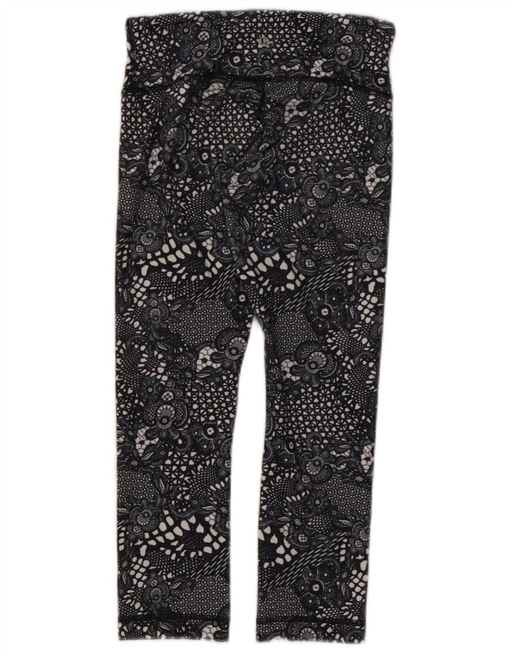 Lululemon Dame Capri Leggings US 4 Small Black Floral Polyester