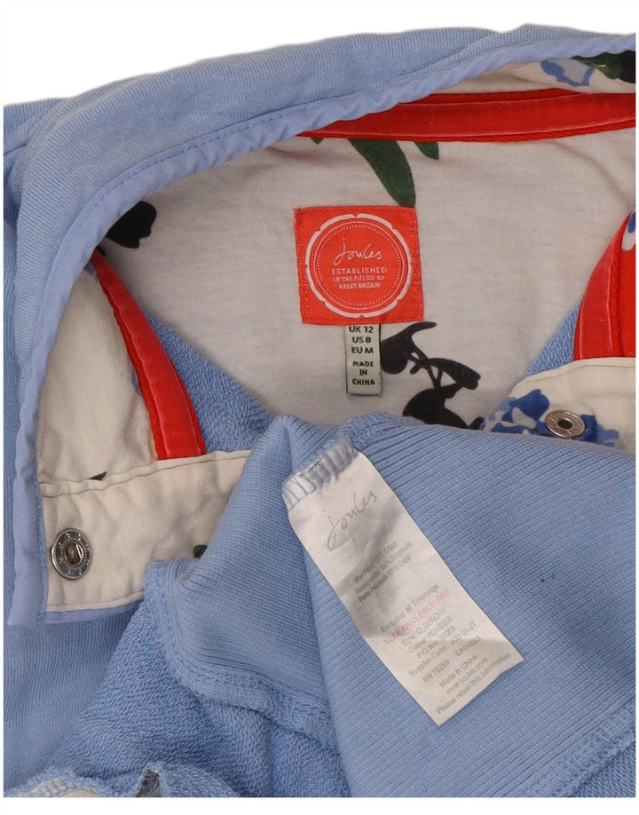 Joules Dame Button Neck Sweatshirt Jumper UK 12 Medium Blue Bomuld
