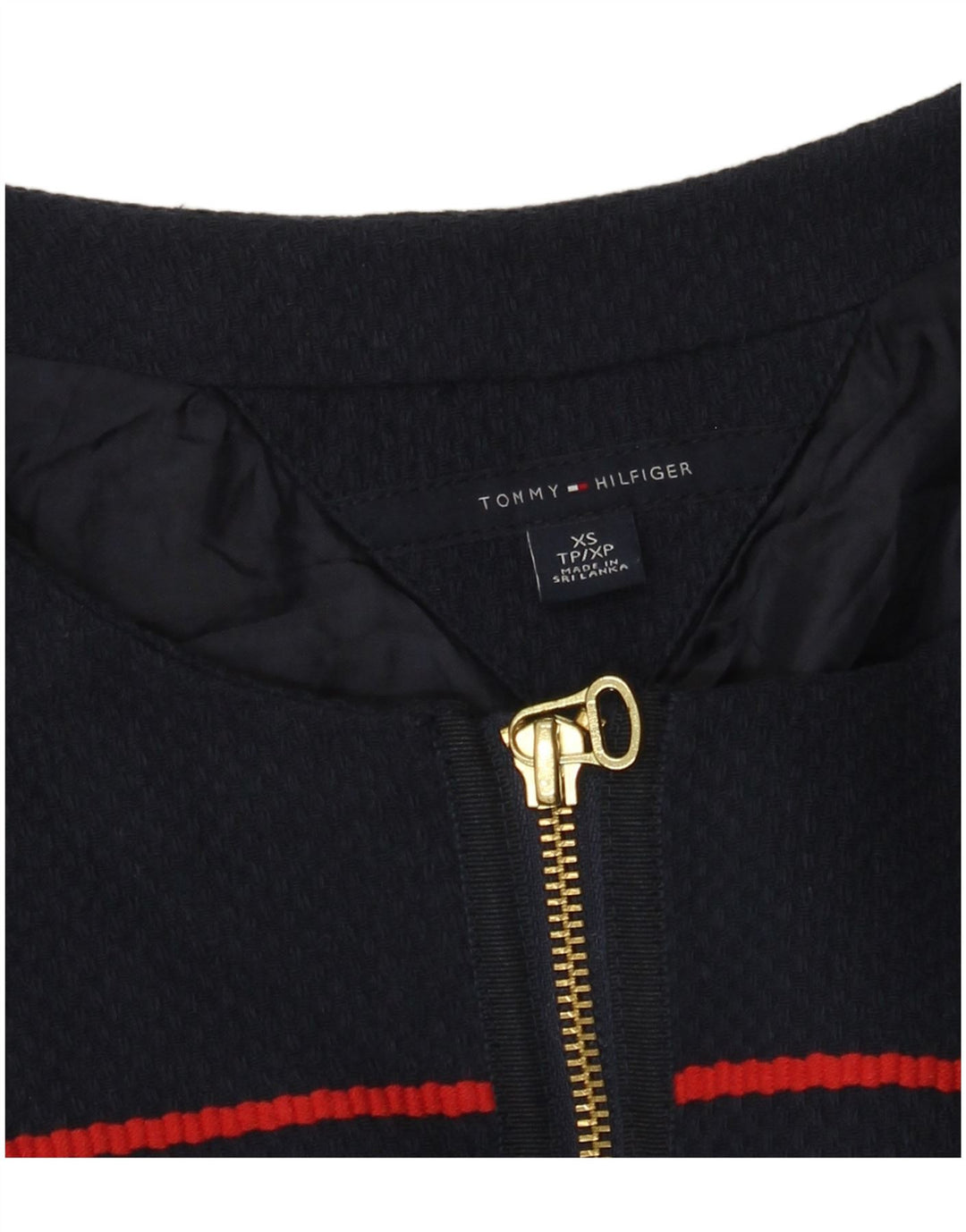 Tommy Hilfiger Dame Bomber Jacket UK 6 XS Marineblå Stribet
