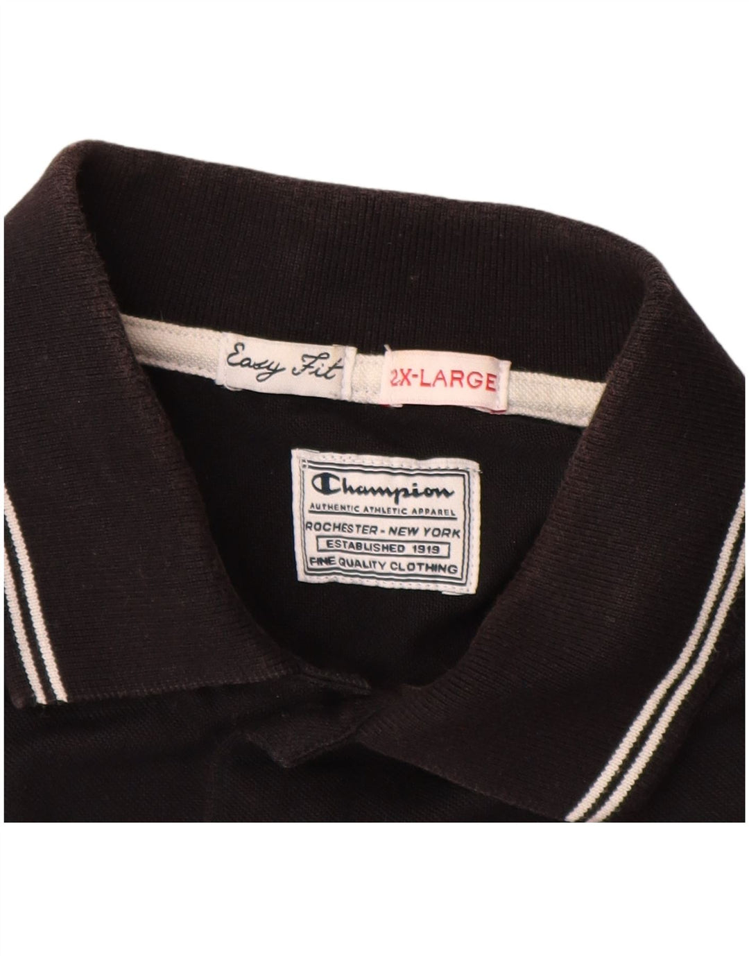 CHAMPION Herre Easy Fit Polo Shirt 2XL Sort Bomuld
