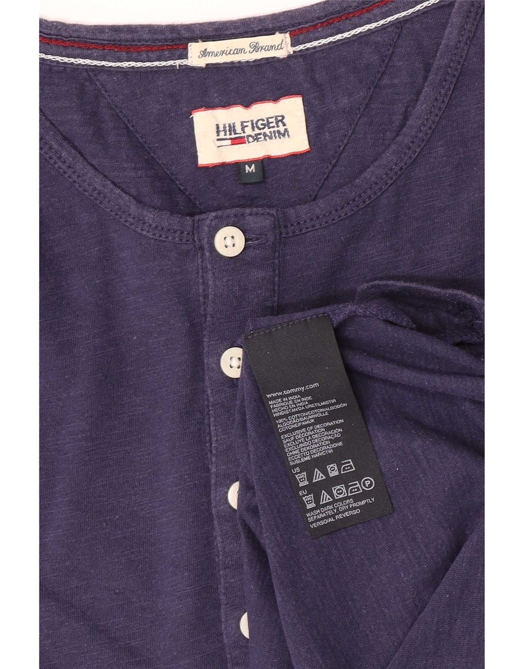 Tommy Hilfiger Herre Henley Top Langærmet Medium Navy Blue Bomuld