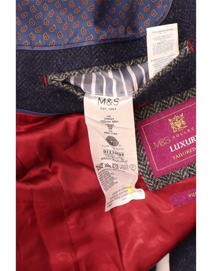 Marks & Spencer Herre 2-knaps blazerjakke UK 48 2XL Marineblå Uld