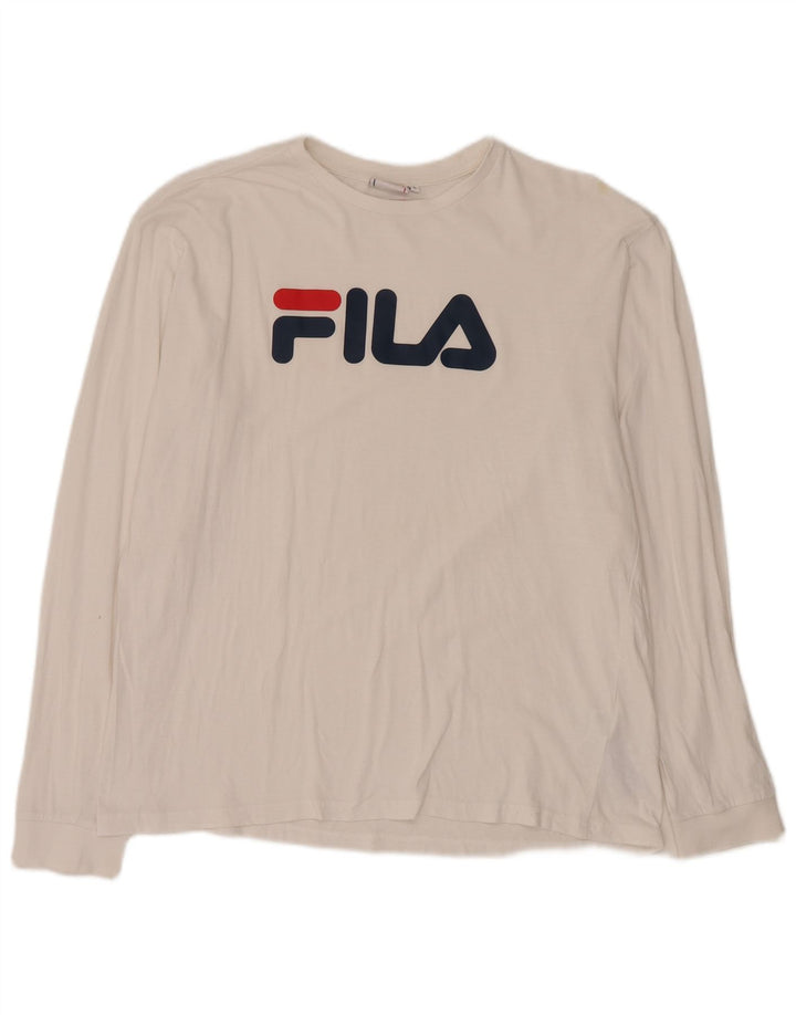 Fila Herre grafisk top langærmet stor hvid bomuld