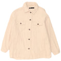 Zara Dame Oversized Corduroy Jacket UK 16 Stor Beige Bomuld