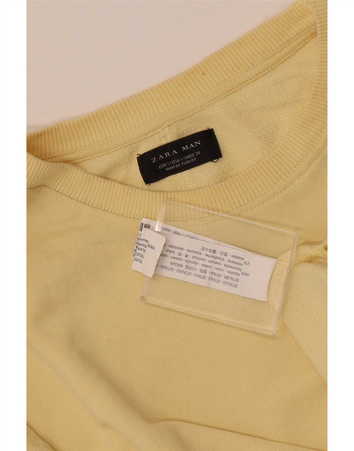 Zara Herre Sweatshirt Jumper Lille Gul Bomuld