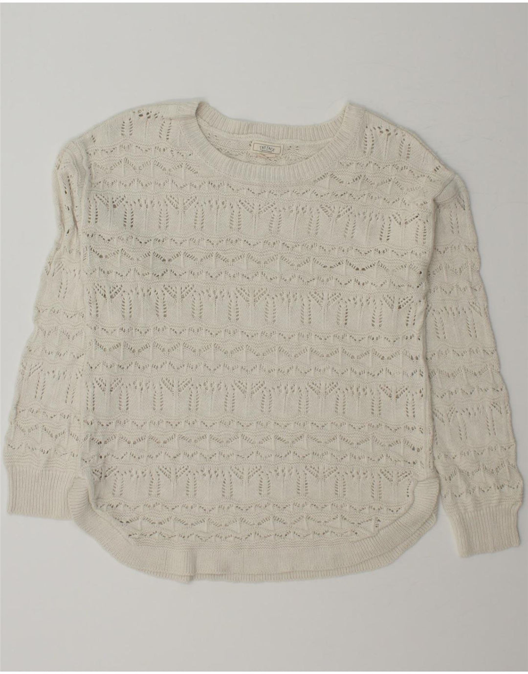 FAT FACE Womens Boat Neck Jumper Sweater UK 10 Small White Viscose Vintage Fat Face and Second-Hand Fat Face from Messina Hembry 