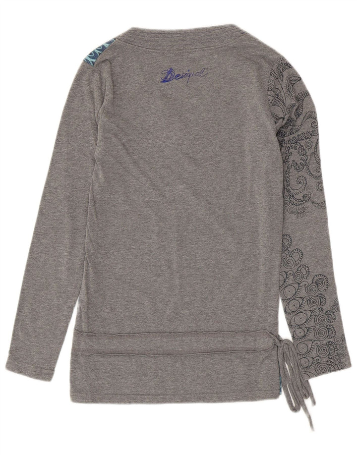 DESIGUAL Dame Top Langærmet UK 10 Small Grey Floral