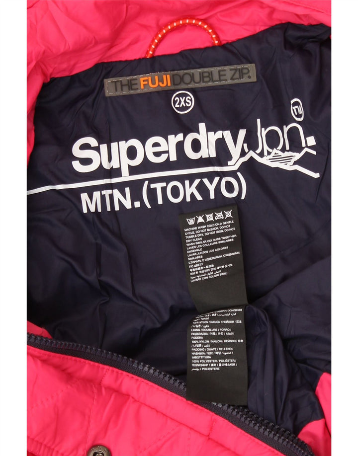 SUPERDRY Polstret hættejakke til kvinder UK 2 2XS Pink Nylon