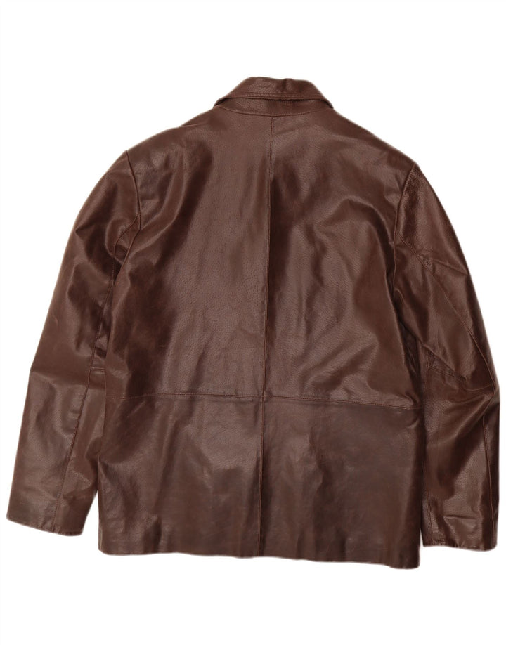 VINTAGE Mens Leather Jacket UK 42 XL Brown Leather