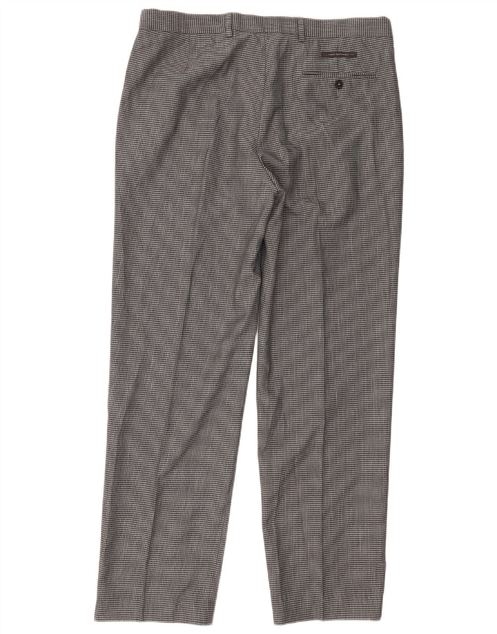 Marks & Spencer Herre Regular Fit Suit Bukser W36 L29 Grå ternet polyester