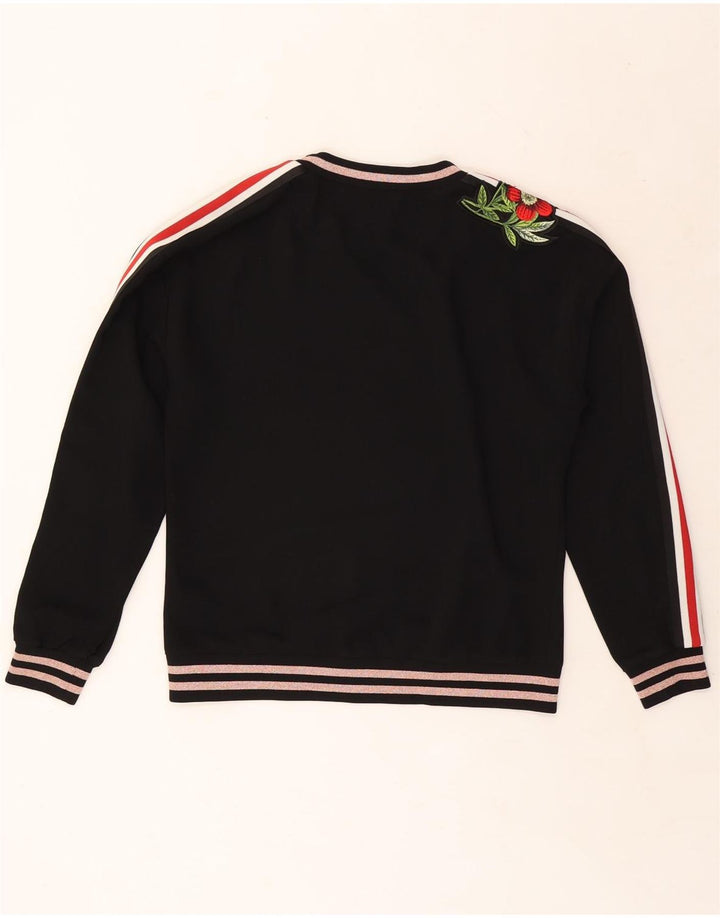 TED BAKER Dame Sweatshirt Jumper UK 14 Medium Black Floral Polyester