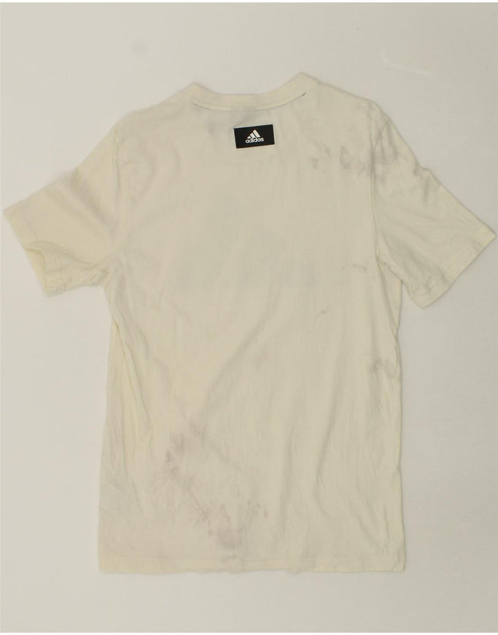 ADIDAS Mens Graphic T-Shirt Top Small Off White Cotton Vintage Adidas and Second-Hand Adidas from Messina Hembry 